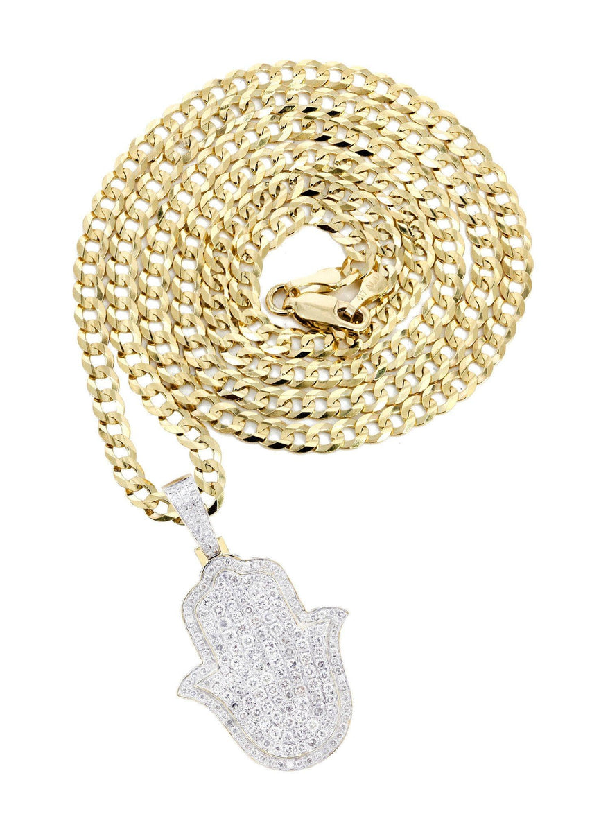 Gold hot 10K Lucky Hamsa Rope Necklace