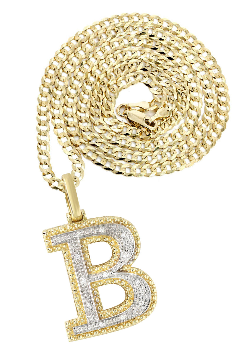 Diamond 10K Yellow Gold Letter "B" Necklace | Appx. 14.6 Grams – FrostNYC