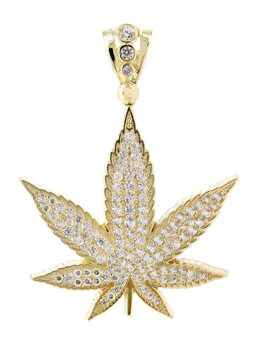 Marijuana Leaf 10K Gold Pendant | 15.4 Grams – FrostNYC