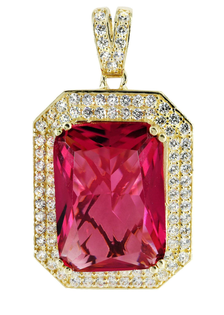 New York Skyline Pendant, Solid 14k Gold with Rubies, 2.56 hot grams