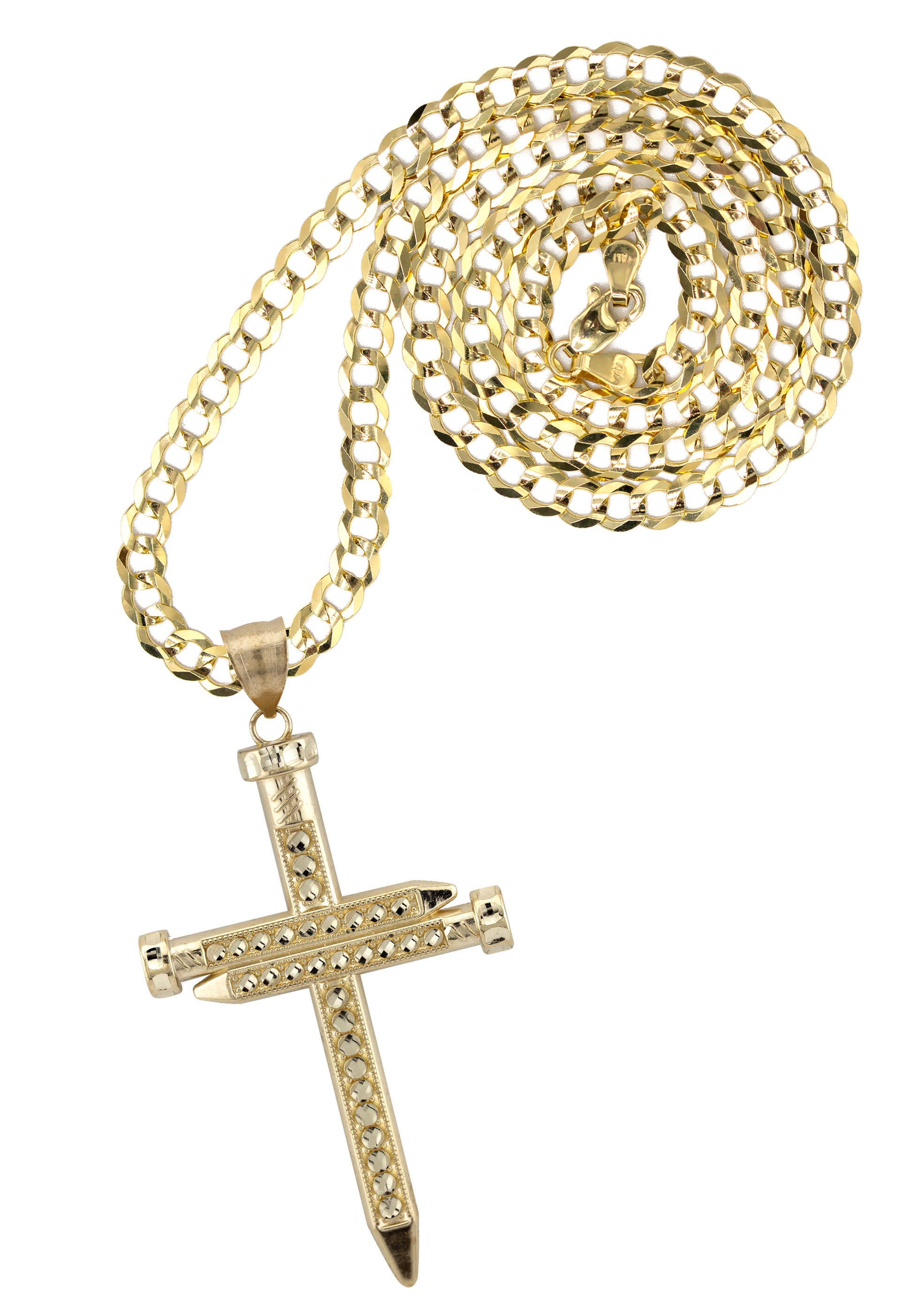 10K popular Pure Gold Cross Pendant with 10K Pure Gold Necklace for Kids