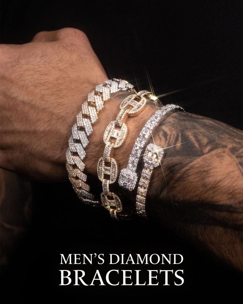 Mens Diamond Bracelet in Sterling Silver 5 carats | Mens diamond bracelet, Diamond  bracelet, Diamond bracelet design