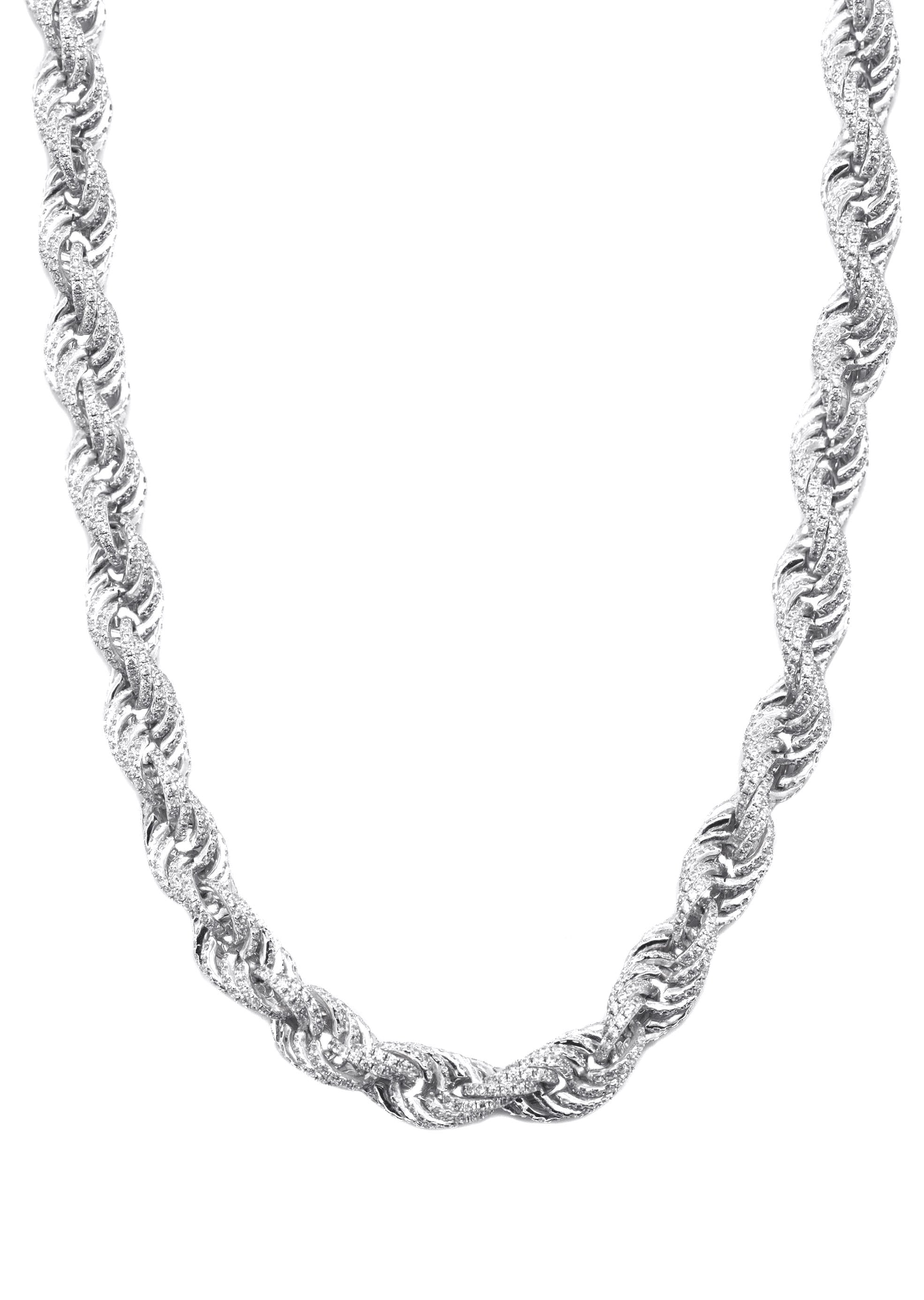 ICED OUT Silver Pendant/Rope Chain shops 24