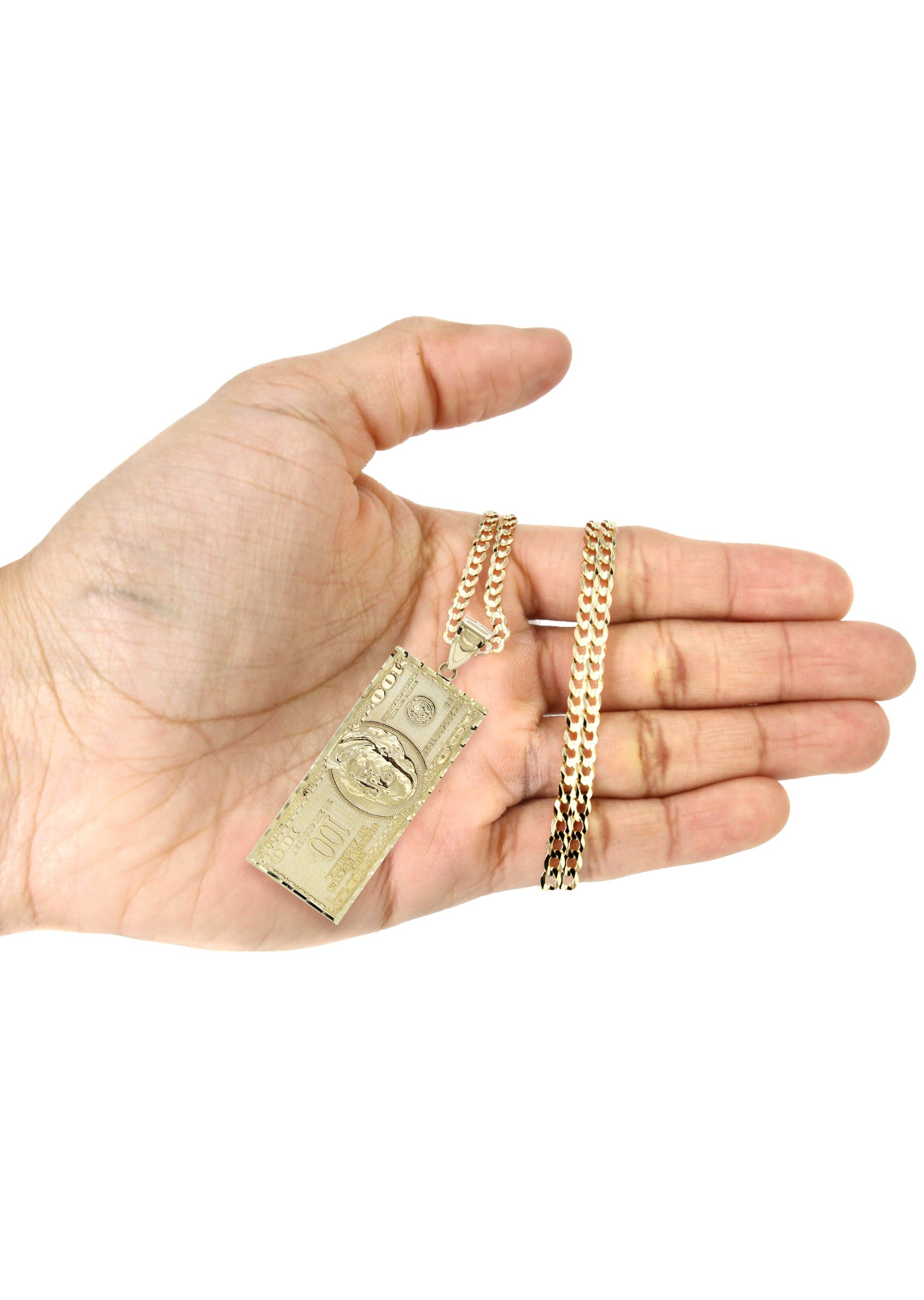 Gold 10k dollar bill rope buy necklace