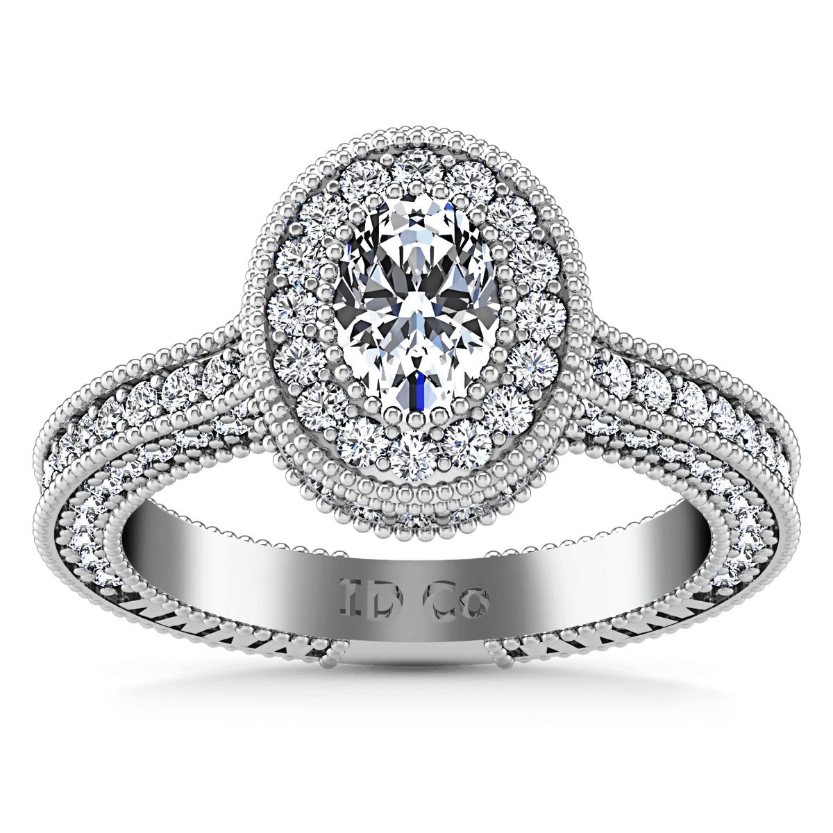 Halo Oval Diamond Engagement Ring Hannah 14k White Gold Frostnyc