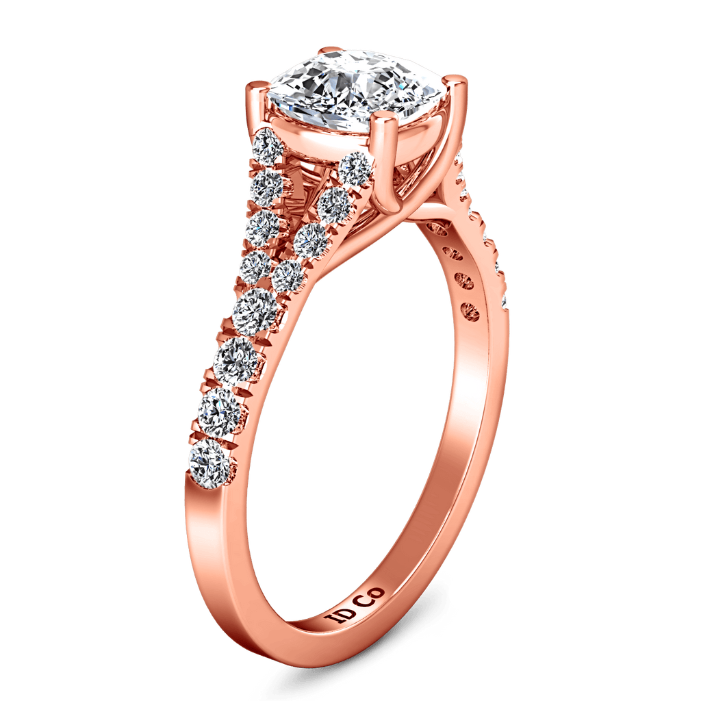 Pave Diamond Cushion Cut Engagement Ring Riverton 14K Rose Gold – FrostNYC
