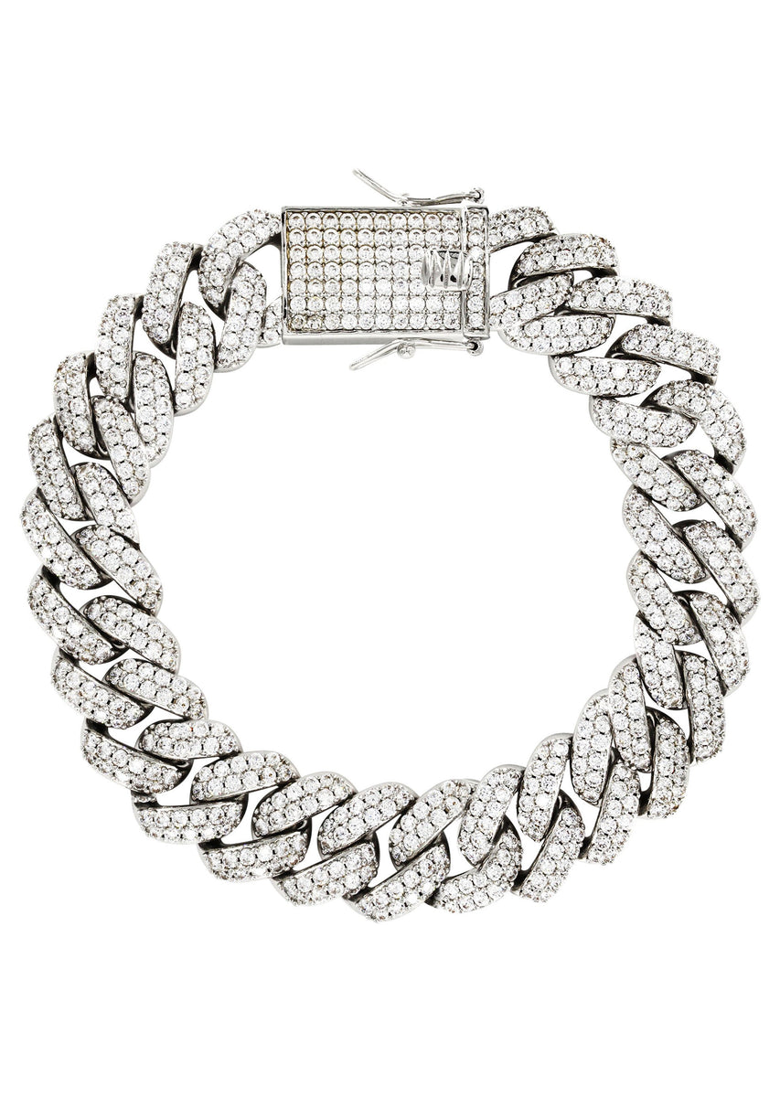 White Gold Plated Mens Iced Out Miami Cuban Link Bracelet – FrostNYC