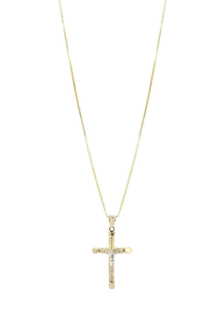 10K Yellow Gold Box Cross / Crucifix Necklace | Appx. 7.6 Grams – FrostNYC