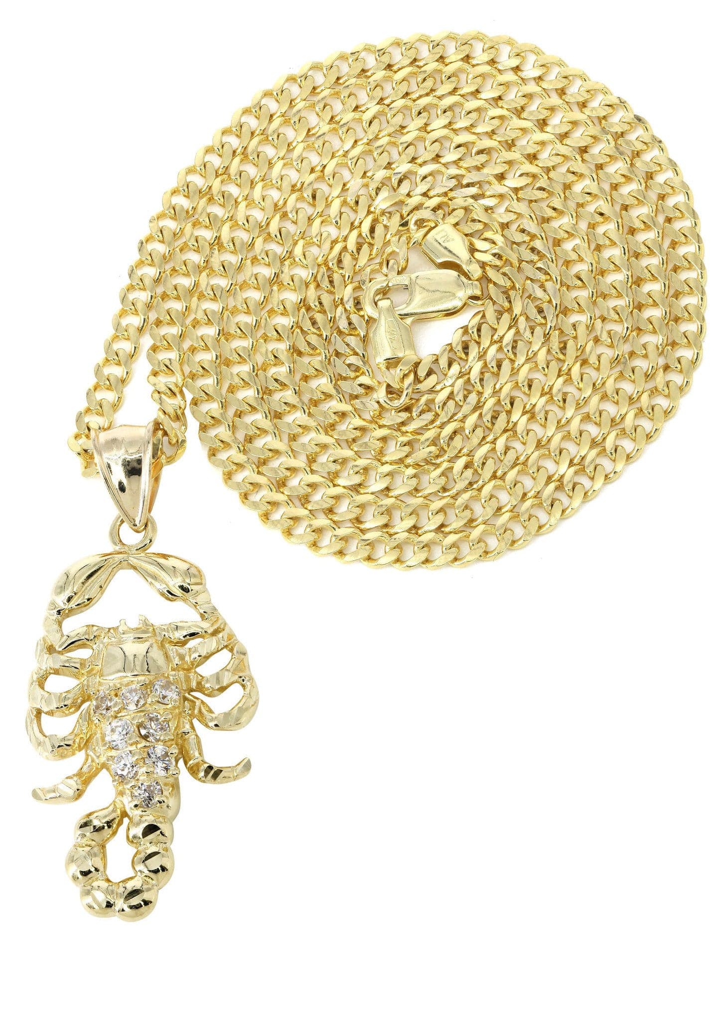 10K Gold Scorpion Pendant, 10K Yellow Gold Scorpio Pendant, 2024 CZ Zodiac Pendant, Horoscope Pendant, 1.33