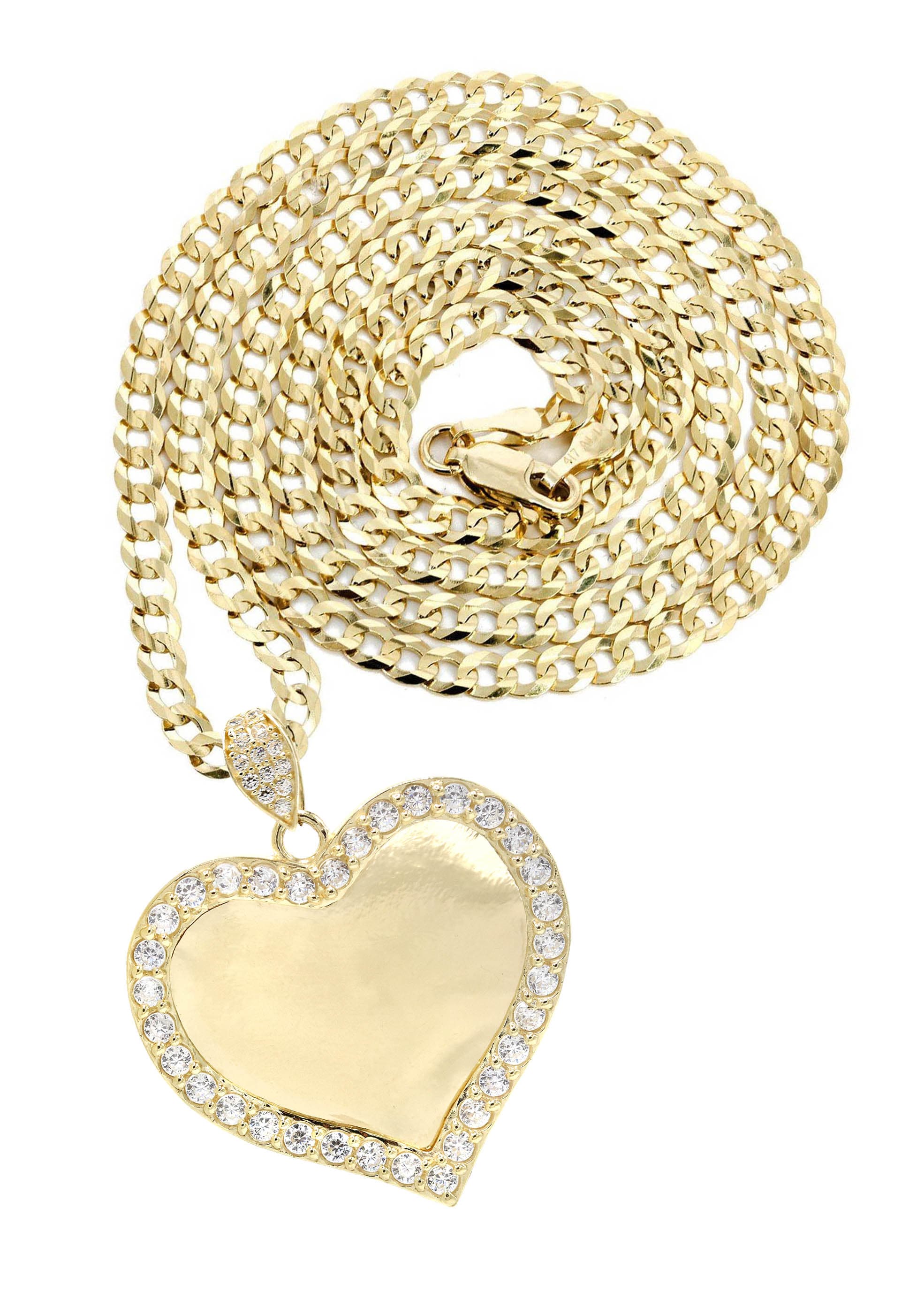 10KT GOLD pendant and necklace with CZ sale diamonds !