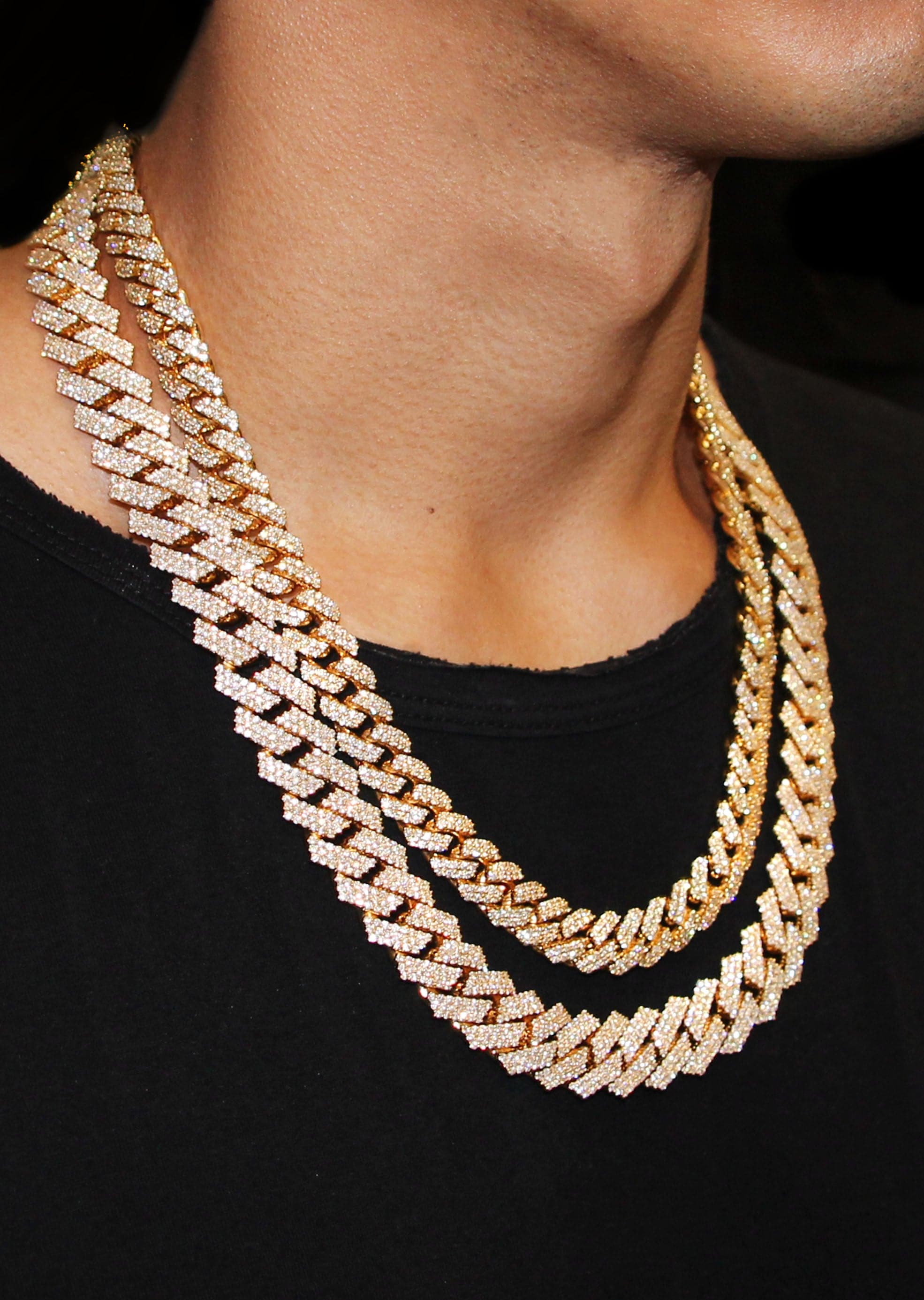 14K shops GOLD PLATED ICED OUT CHAINS COMBO