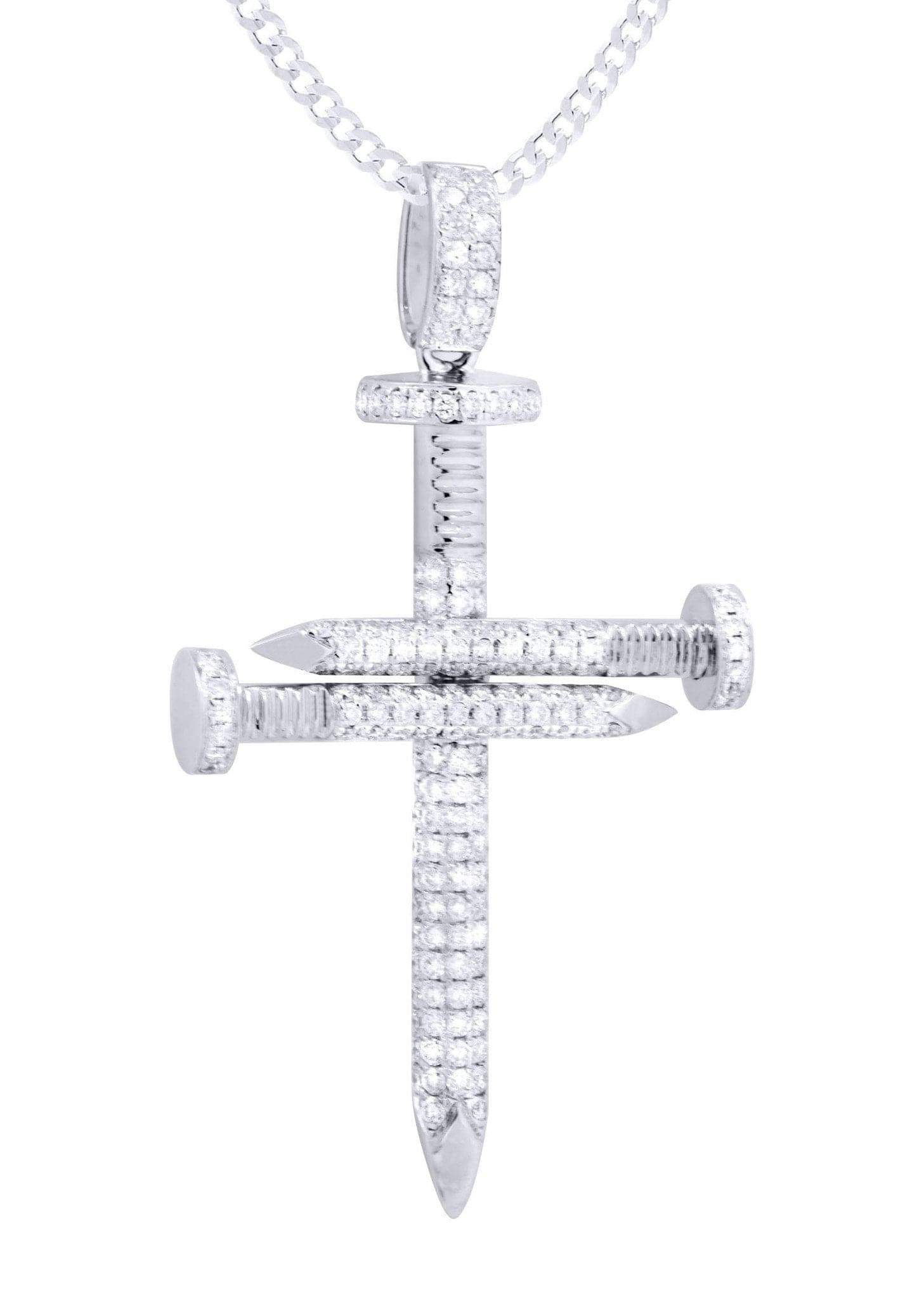 Nail Cross Pendant, 14K White - The GLD Shop