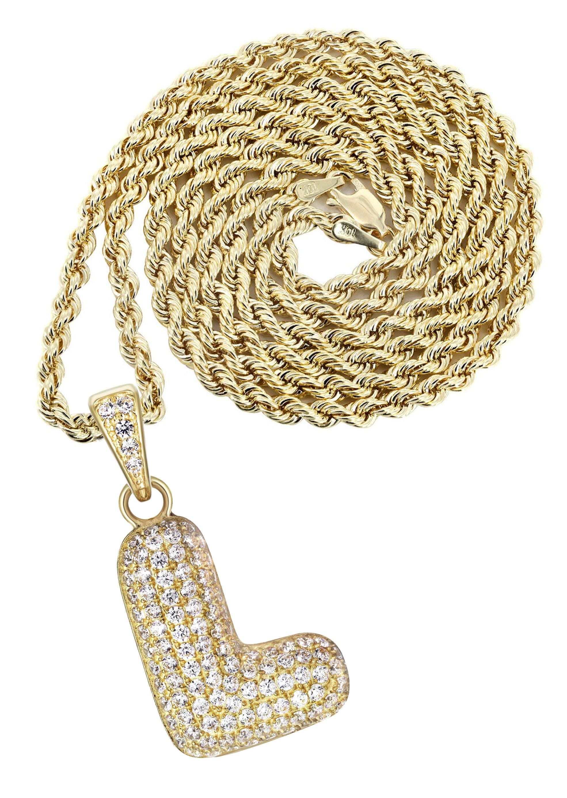 Real Diamond 10kt store Gold bubble Initial L Pendant