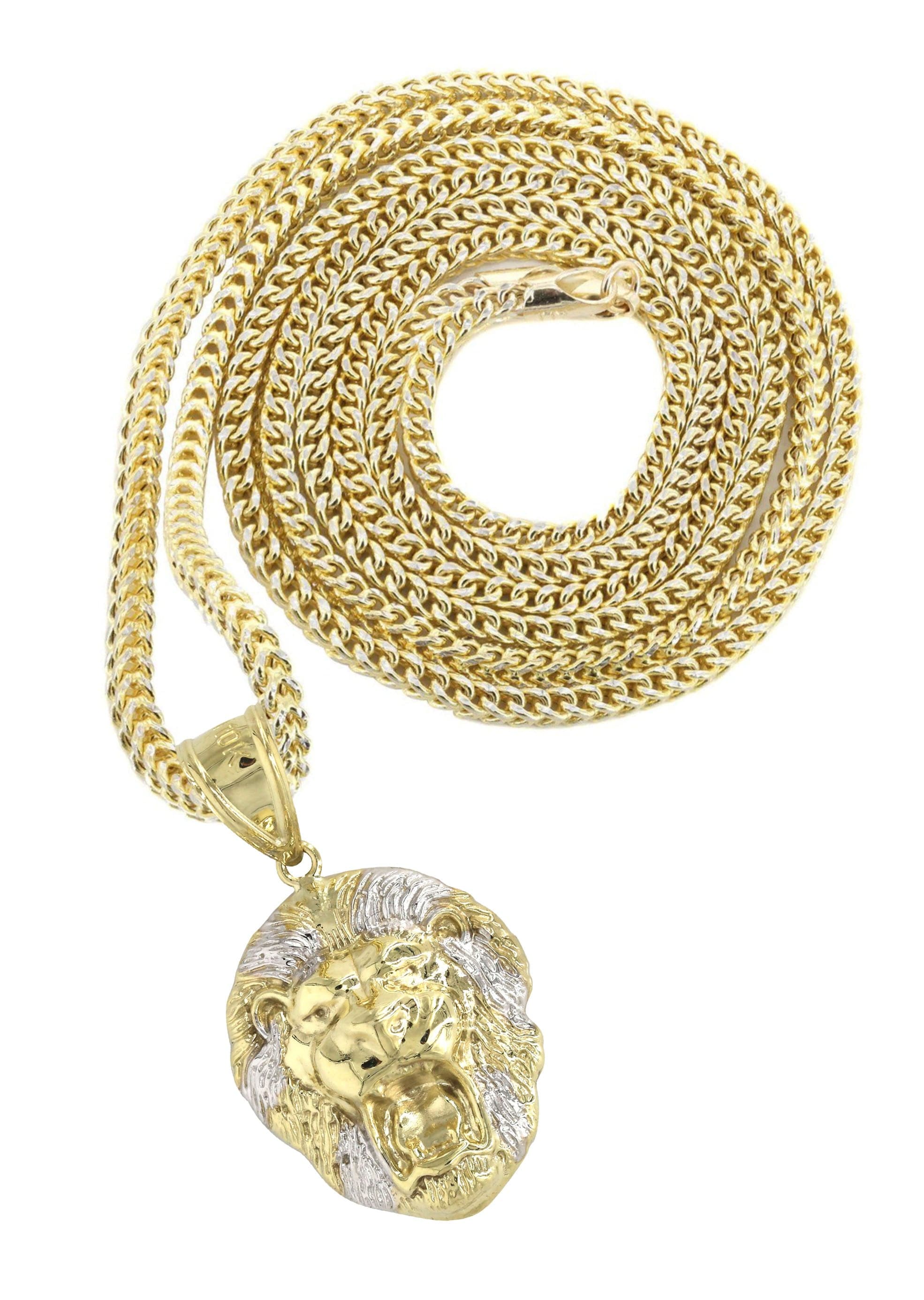 Gold Lion hotsell Head Necklace & Franco Hold Chain