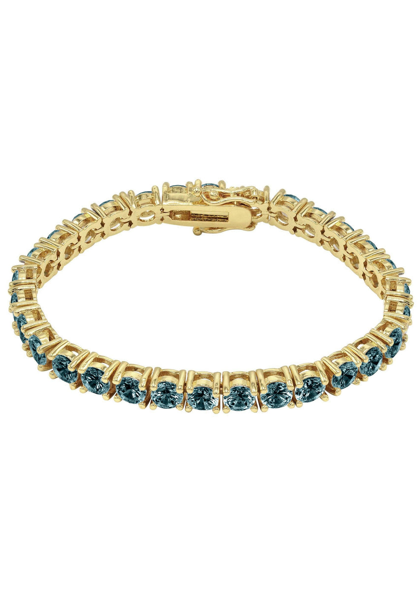 Mens Blue Diamond Gold Tennis Bracelet – FrostNYC