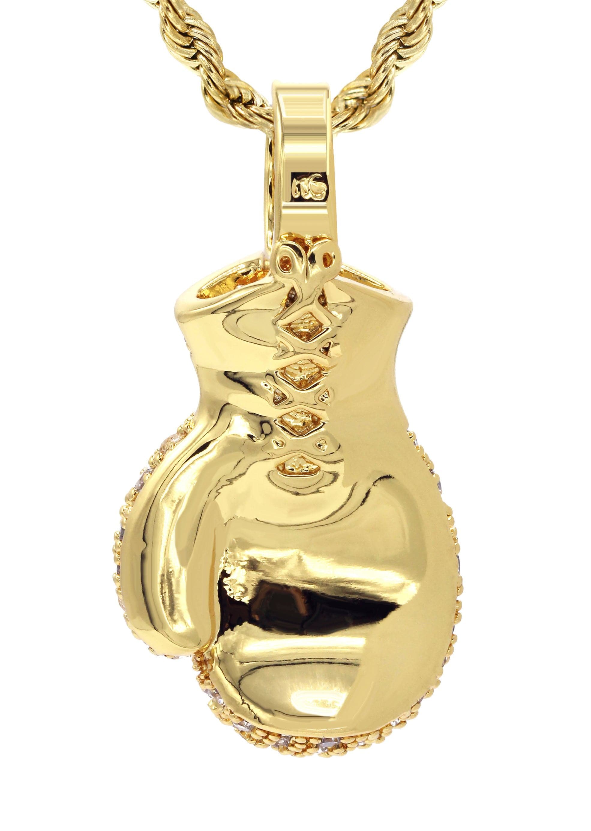 Orders Gold Chain Rope Chain 24in 6mm and Icy Boxing Gloves Pendant Set