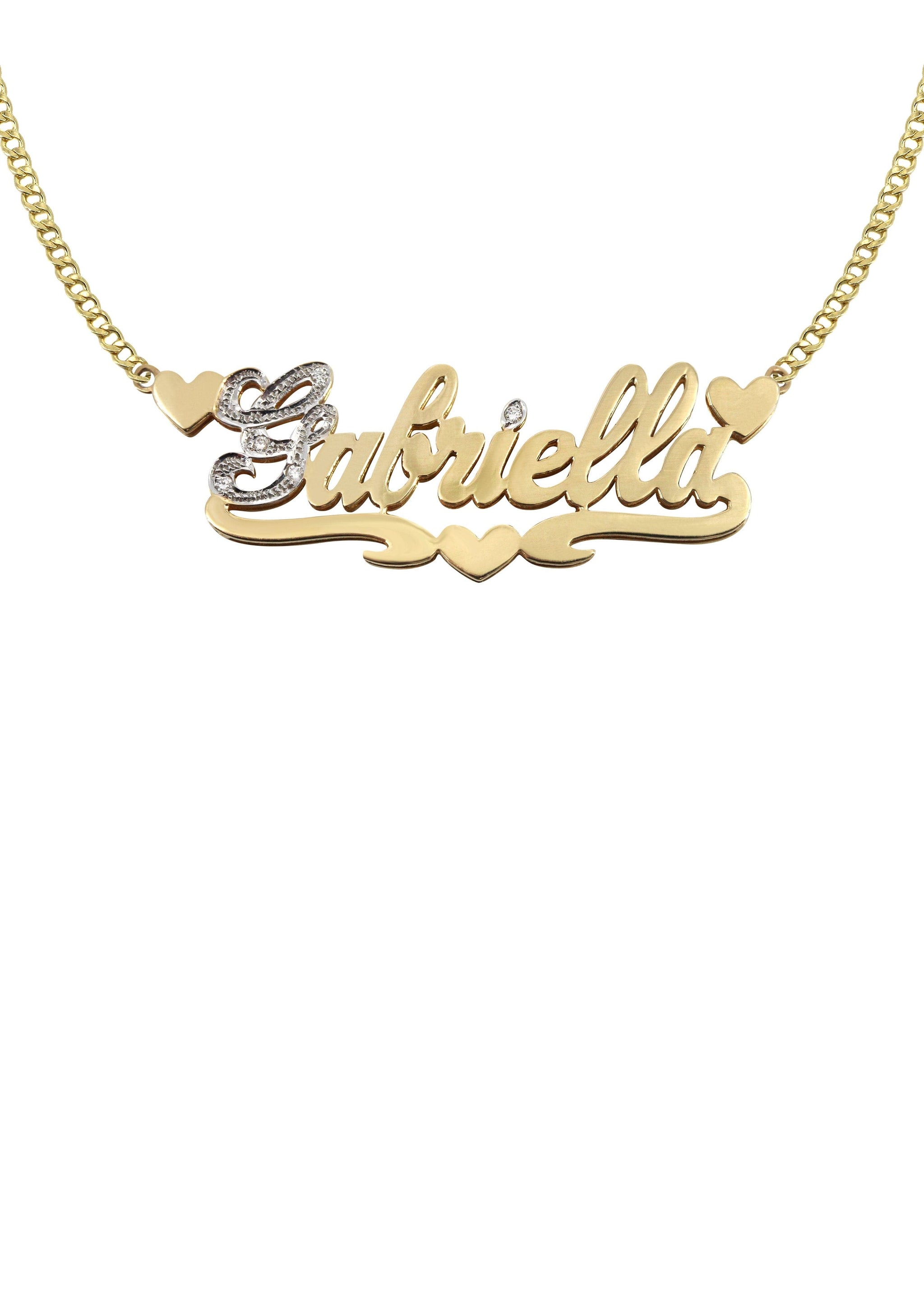 Two - Tones Double Name plate with 14kt orders gold plated (FREE CHAIN)