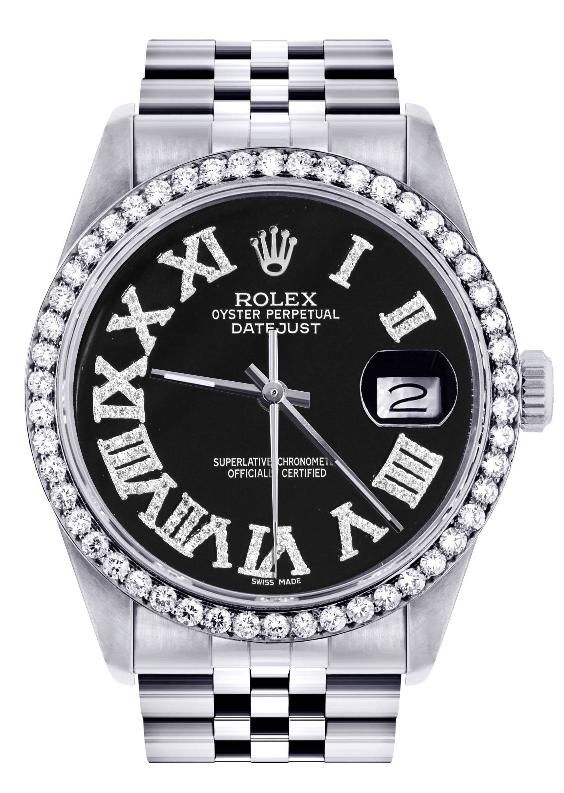 Rolex 36mm Datejust - Diamond Bezel & Roman Numerals – FrostNYC