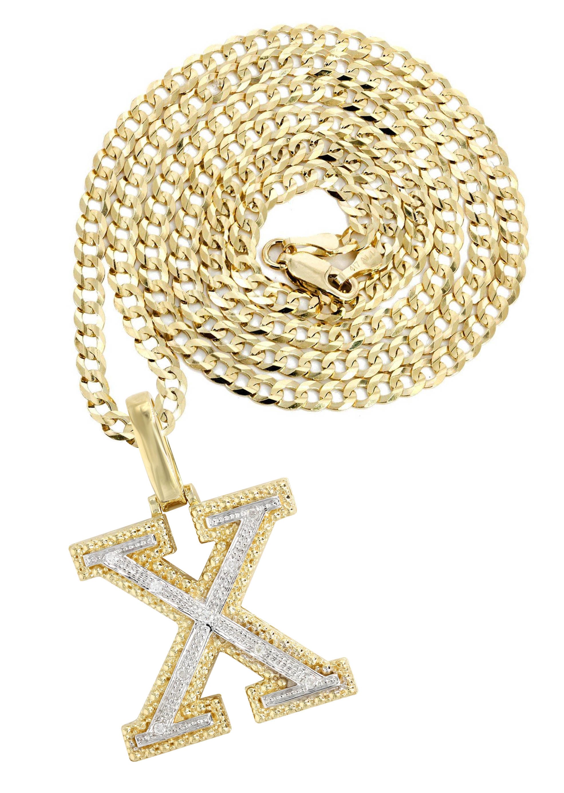 10kt real gold discount letter pendant X