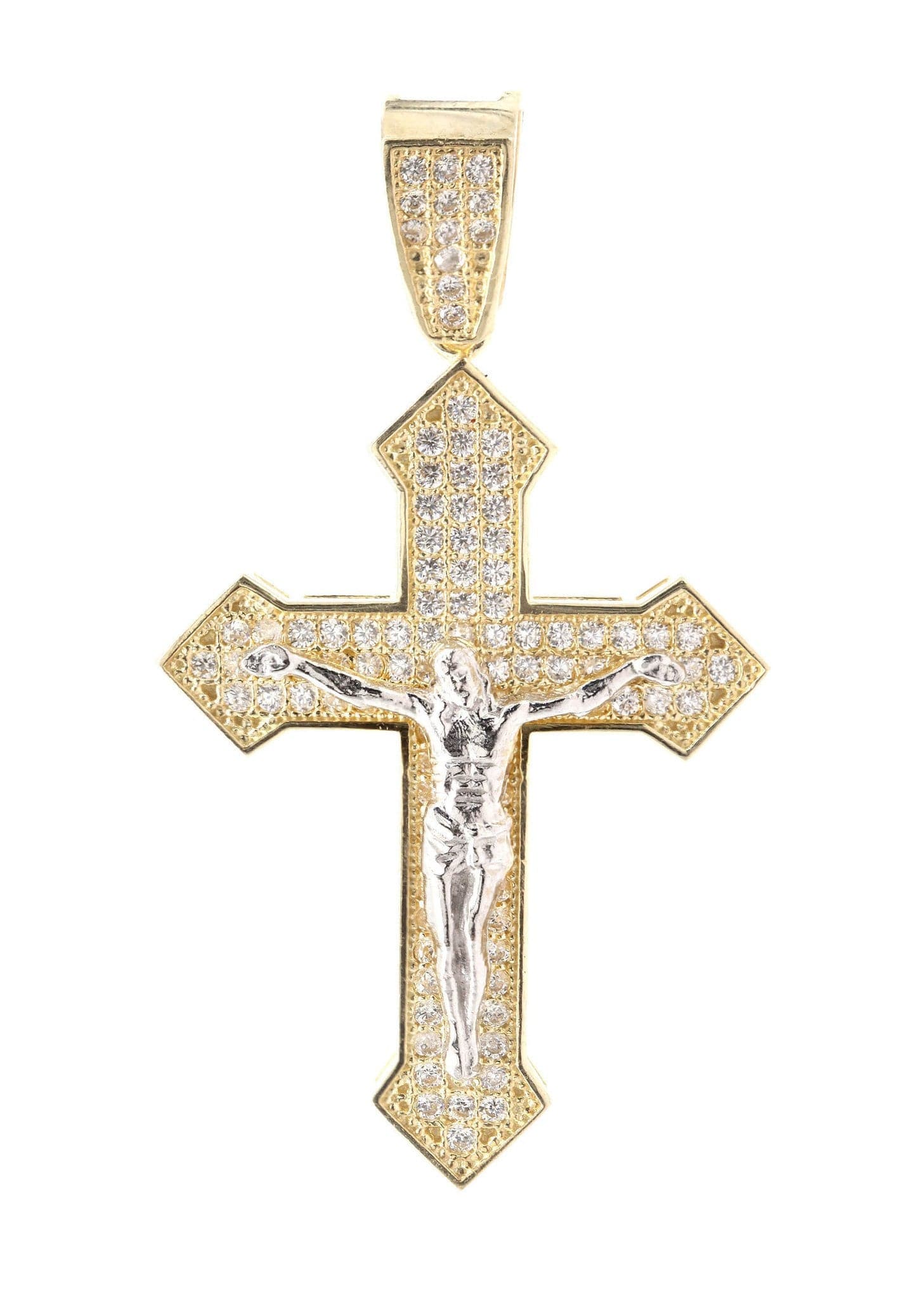 10k Solid Gold Cross on sale Classic Jesus CZ Charm Pendant Necklace for Men Women