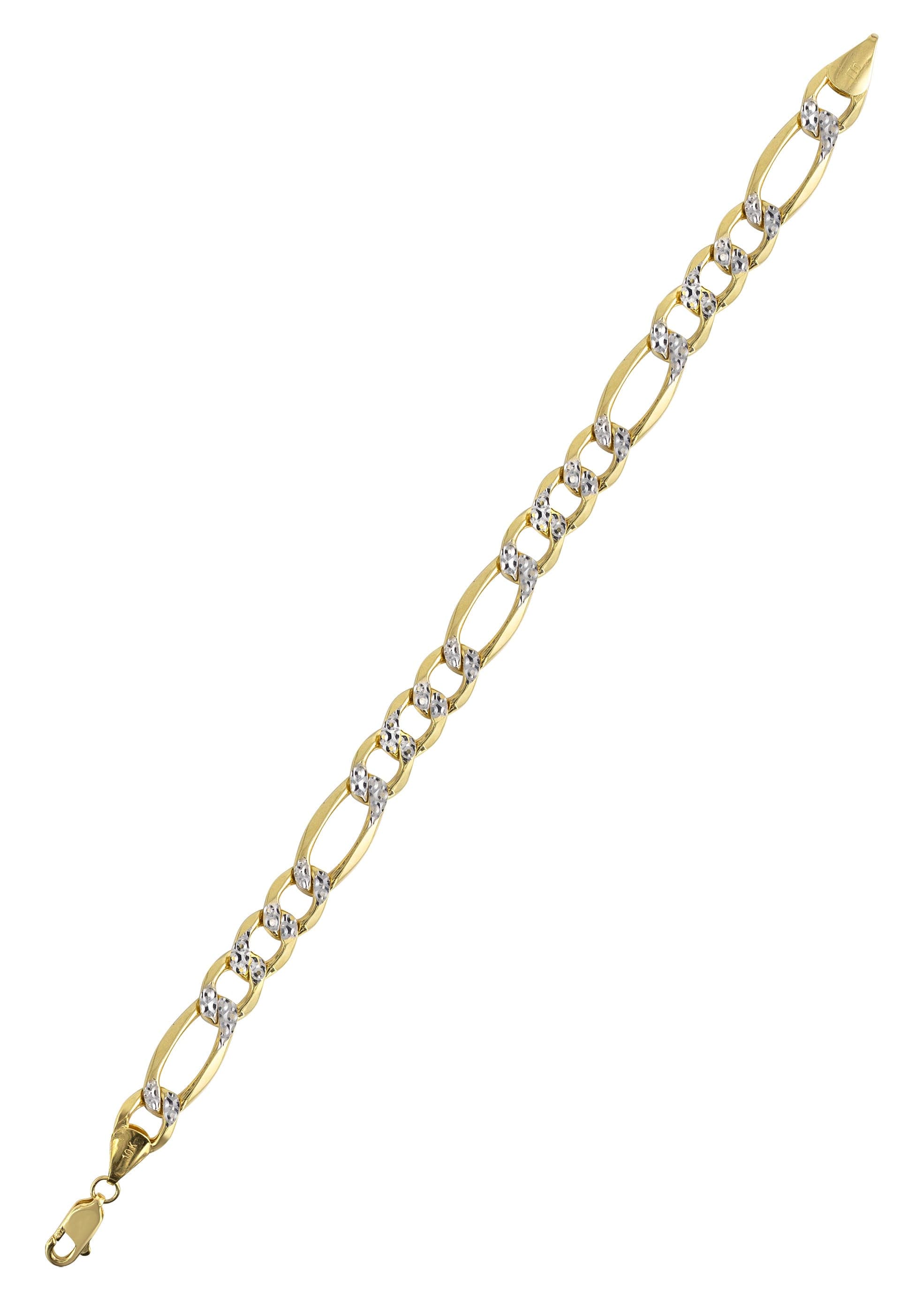 10kt outlet Gold Figaro Diamond Cut Design ID Bracelet