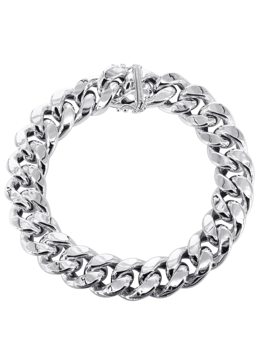 Semi Solid Mens Miami Cuban Link Bracelet 10K White Gold – FrostNYC