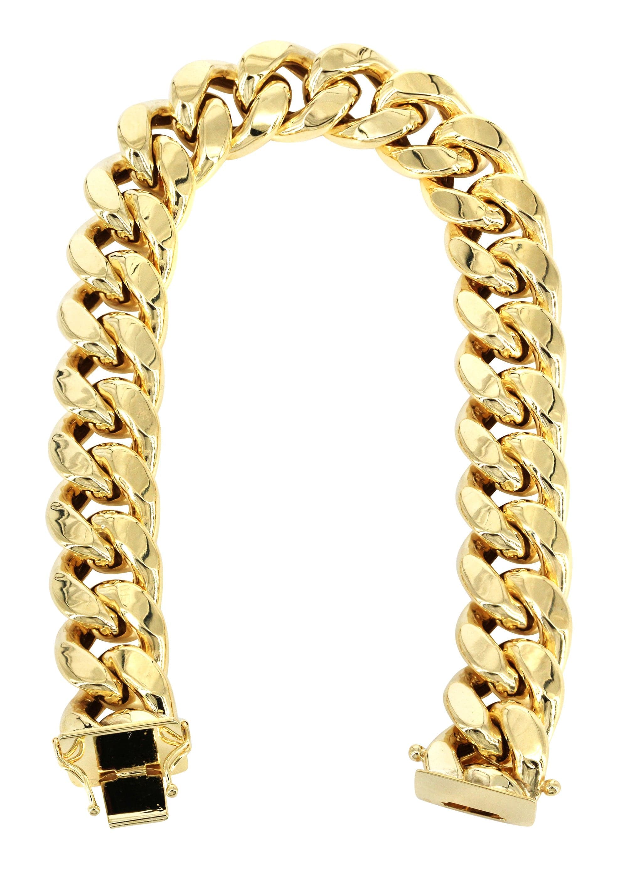 New on sale 18k yellow gold cuban link chain and bracelet