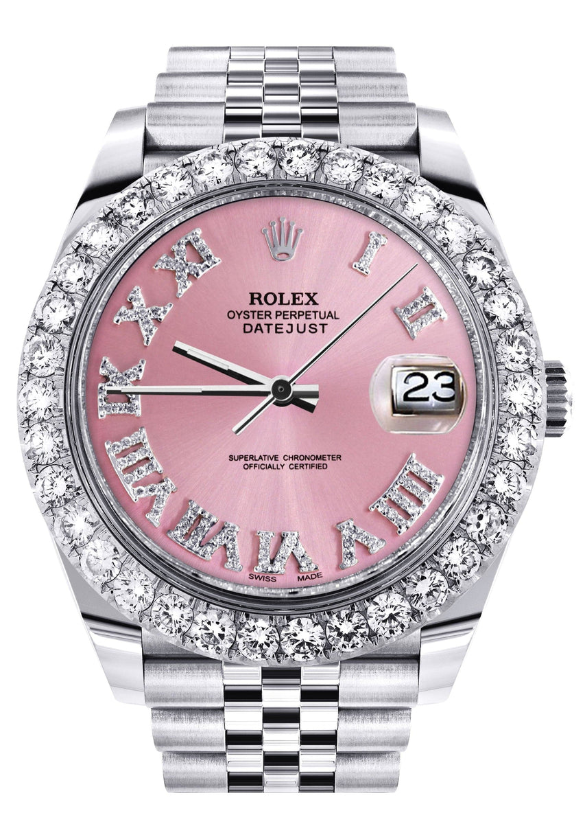 Rolex Datejust II Watch | 41 MM | Custom Pink Roman Diamond Dial | Jub ...