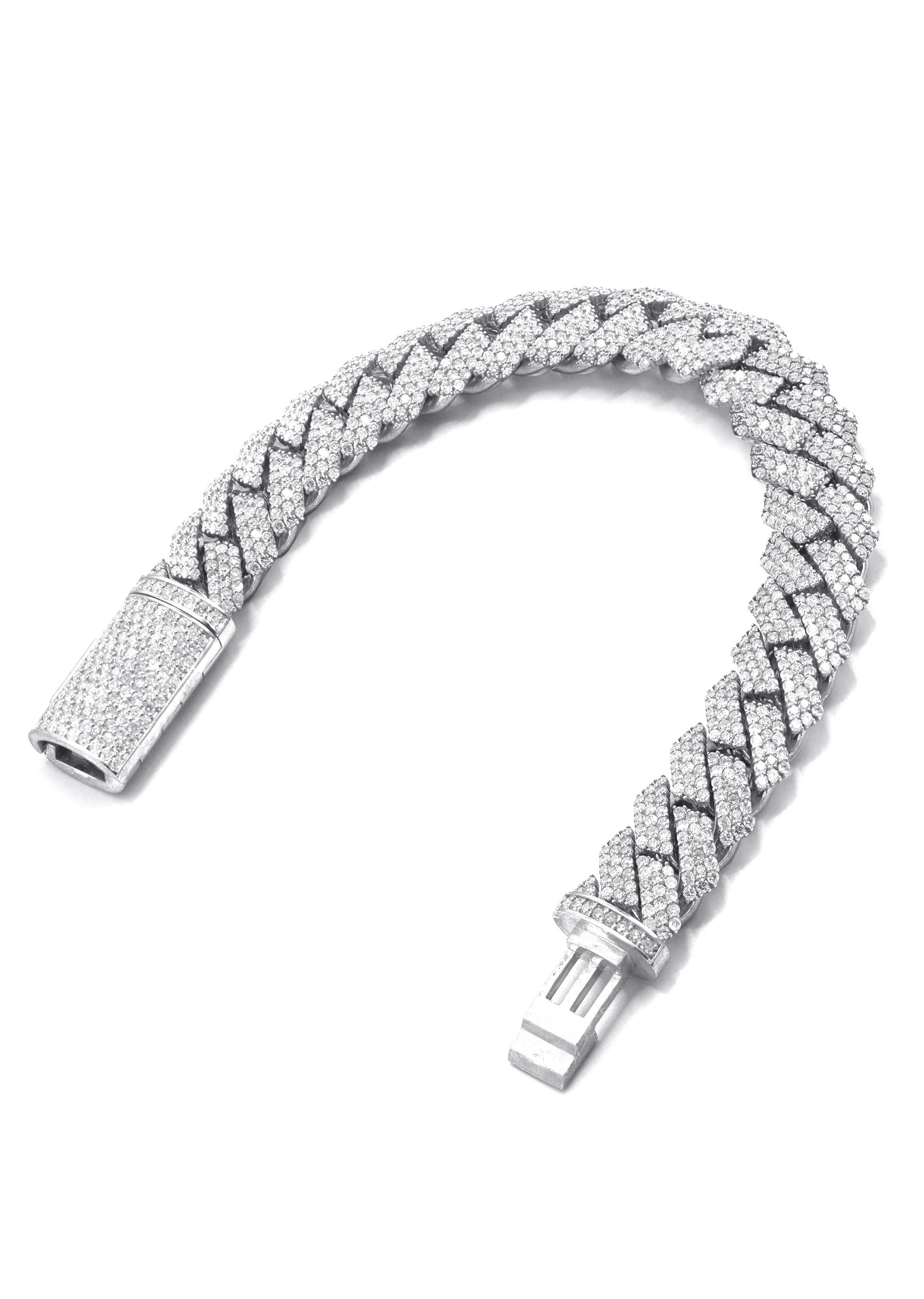 18K White Gold Mens Square Diamond Bracelet Hip Hop Style outlets 18 K Jewelry Big Large