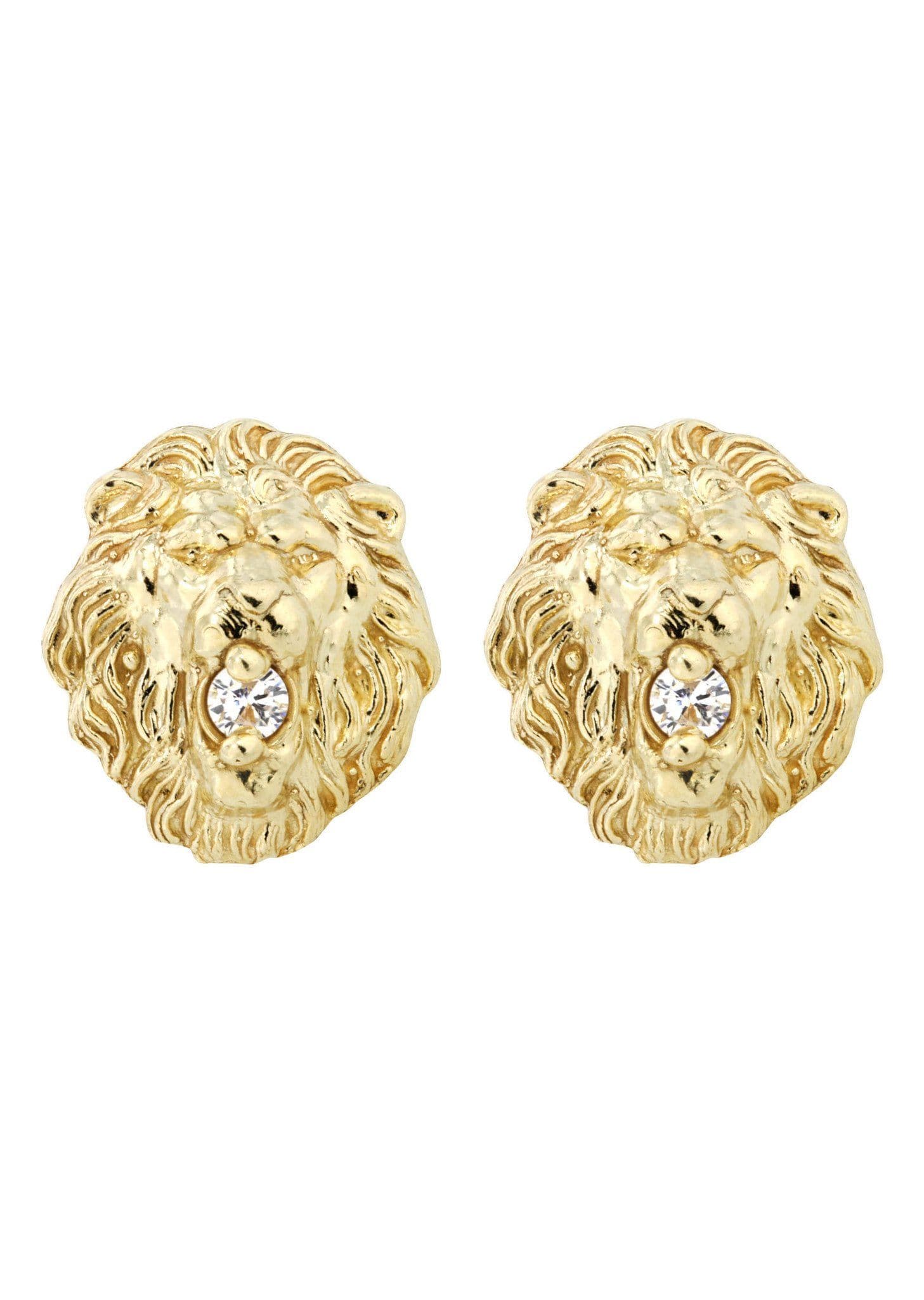 Lion Head Gold Earrings For Men | Appx 3/8 Inches Wide – FrostNYC