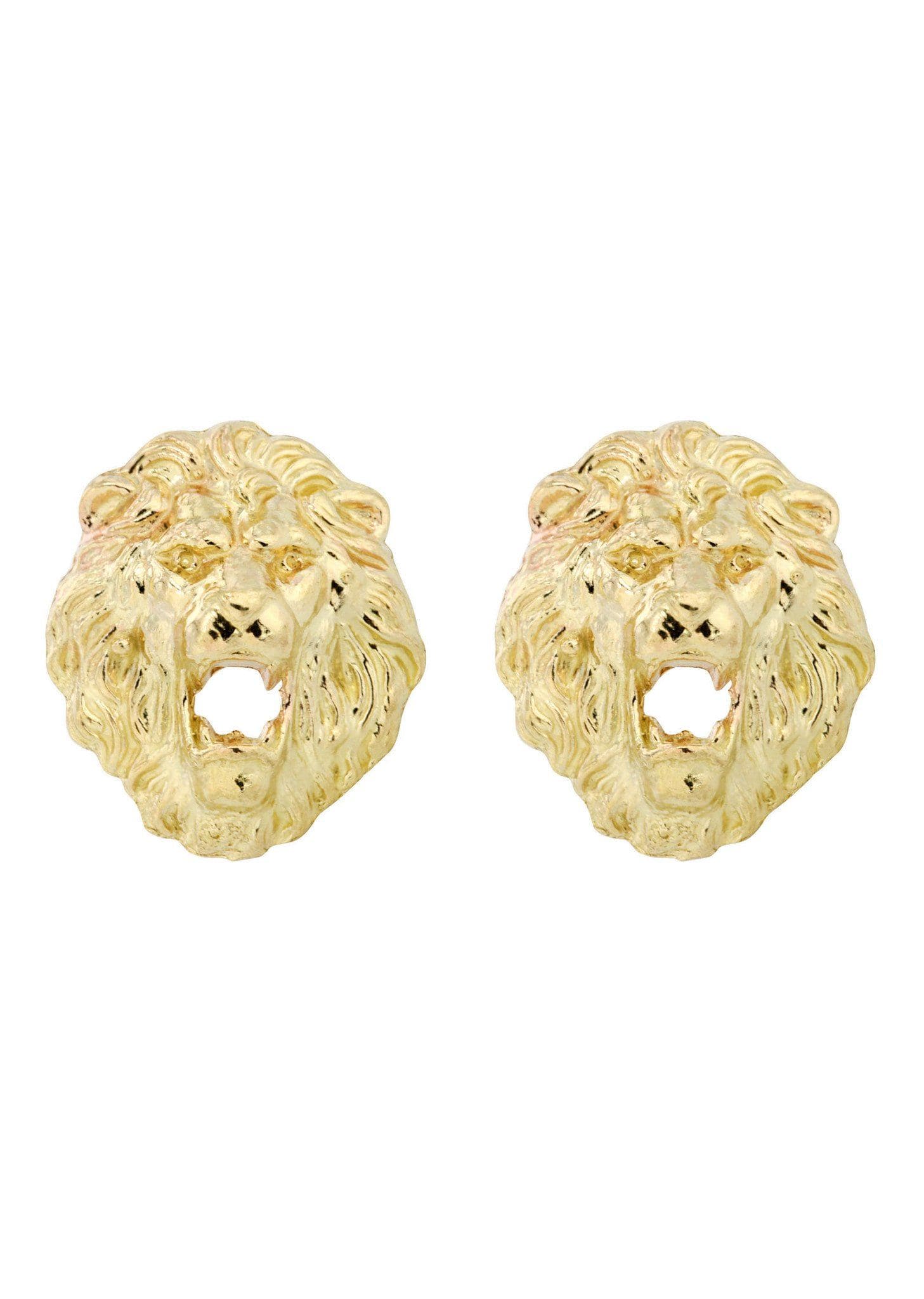 Lion Head Gold Earrings For Men | Appx 1/2 Inches Wide – FrostNYC